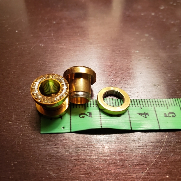 4g Gold With Silver Sparkles Barrel Piercing - Picture 2 of 3